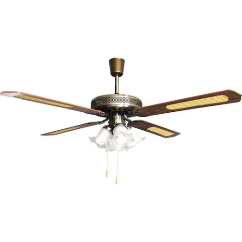 Primo PRCF-80279 Ανεμιστήρας Οροφής 130cm με Φως Καφέ / ΑσημίΚωδικός: 800279