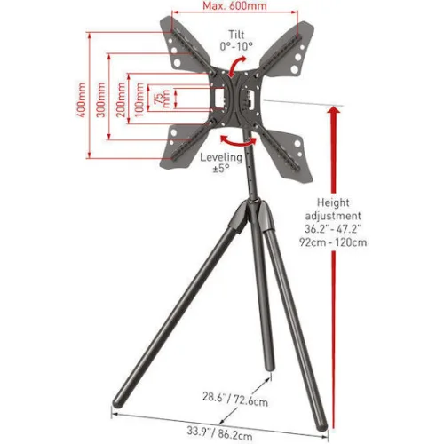 Barkan Βάση Projector Δαπέδου με Μέγιστο Φορτίο 50kg Μαύρη