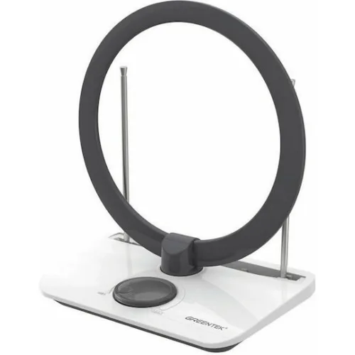 Greentek UVR-AV553 Εσωτερική Κεραία Τηλεόρασης (απαιτεί τροφοδοσία) σε Γκρι Χρώμα Σύνδεση με Ομοαξονικό (Coaxial) Καλώδιο