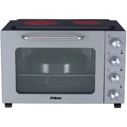 Φουρνάκι PREO-40387NS Με 2 Κεραμικές Εστίες 50L Με Αέρα & Υάλινη Πρόσοψη Γκρι/Μαύρο