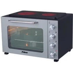 Φουρνάκι PREO-40387NS Με 2 Κεραμικές Εστίες 50L Με Αέρα & Υάλινη Πρόσοψη Γκρι/Μαύρο