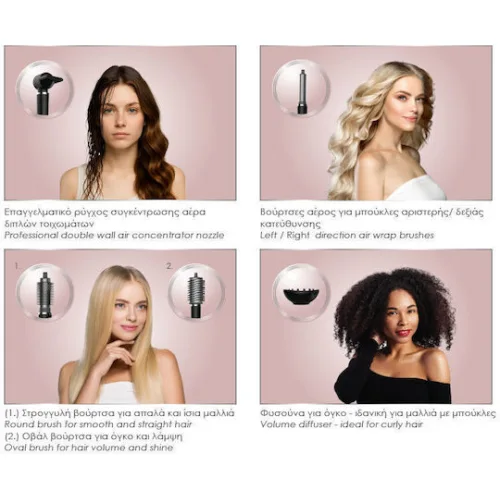 Multi Styler Primo Thea Prhs-40535 8 1 Ηλεκτρική Βούρτσα Αέρα Μπούκλες Ίσιωμα 1500w