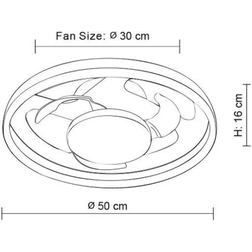 Primo PRCF-80725 Πλαφονιέρα 50.8cm με Φως ΜαύρηΚωδικός: 800725