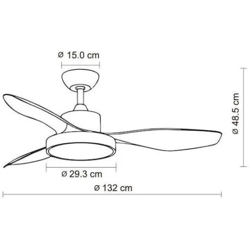 Primo PRCF-80616 Ανεμιστήρας Οροφής 130cm με Φως Καφέ / ΛευκόςΚωδικός: 800616