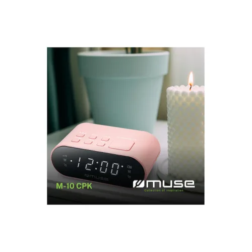 Muse Επιτραπέζιο Ψηφιακό Ρολόι LED με Ξυπνητήρι & Ραδιόφωνο Ροζ M-10CPK