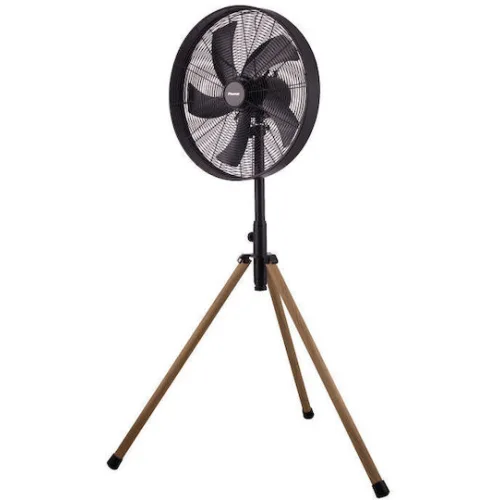 Ανεμιστήρας Ορθοστάτης PRSF-80580 Primo 18'' 45εκ. Μεταλλικός Με Wooden Finish Τρίποδο Μαύρος