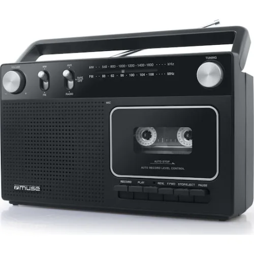 Muse M-152 RC Φορητό Ηχοσύστημα με Κασετόφωνο / Ραδιόφωνο ΜαύροΚωδικός: M-152RC