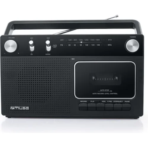 Muse M-152 RC Φορητό Ηχοσύστημα με Κασετόφωνο / Ραδιόφωνο ΜαύροΚωδικός: M-152RC