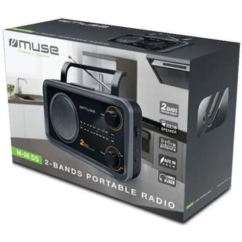 Muse M-06DS Επιτραπέζιο Ραδιόφωνο Ρεύματος / Μπαταρίας Μαύρο
