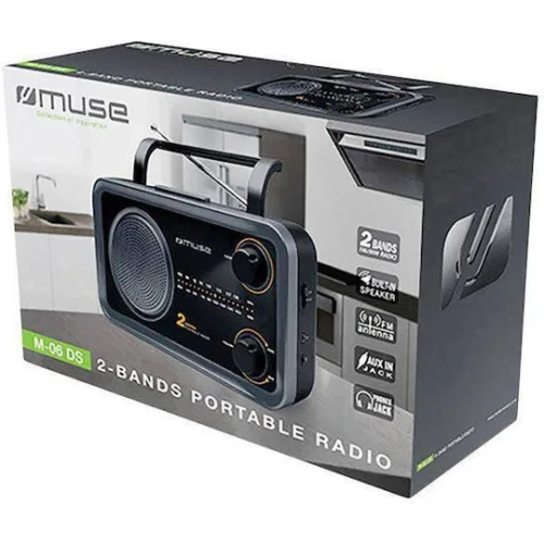 Muse M-06DS Επιτραπέζιο Ραδιόφωνο Ρεύματος / Μπαταρίας Μαύρο