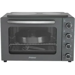 Φουρνάκι PREO-40456NS Με 2 Κεραμικές Εστίες 50L Με Αέρα & Υάλινη Πρόσοψη Ανθρακί