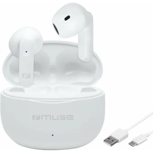 Muse M-270 Earbud Bluetooth Handsfree Ακουστικά με Θήκη Φόρτισης Λευκά