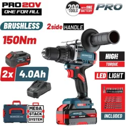 Bormann Pro 085072 Κρουστικό Δραπανοκατσάβιδο Μπαταρίας Brushless 20V 2x4Ah