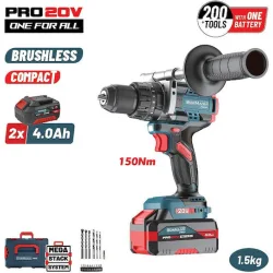 Bormann Pro 085072 Κρουστικό Δραπανοκατσάβιδο Μπαταρίας Brushless 20V 2x4Ah