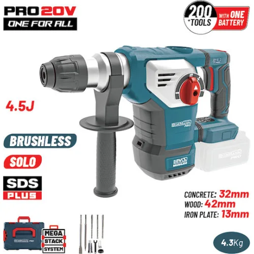 BORMANN Pro BBP5336CA Πνευματικό Σκαπτικό Μπαταρίας SDS-PLUS Brushless 20V,4.5J,0-760rpm,SOLO