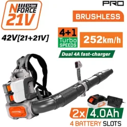NAKAYAMA Pro EC1723X44 Φυσητήρας Πλάτης Βrushless Μπαταρίας 42V,Li-Ion,2x4.0Ah,252km/h