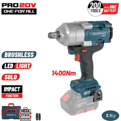 BORMANN Pro BBP5391CA Μπουλονόκλειδο Brushless Mπαταρίας 20V,Li-Ion,1400Nm,0-900/1200/1500rpm,SOLO
