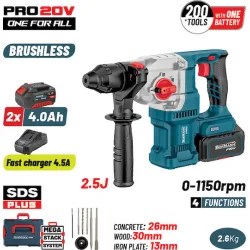 BORMANN Pro BBP5316X44CA Πνευματικό Σκαπτικό Μπαταρίας SDS-PLUS Brushless 20V, 2x4.0Ah,3.5J
