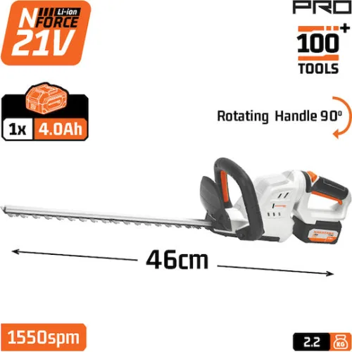 NAKAYAMA Pro EC1651X4 Ψαλίδι Μπορντούρας Μπαταρίας 21V, Li-Ion, 1x4Ah, με Περιστρεφόμενη Λαβή 90°
