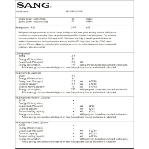 Sang TAC Κλιματιστικό Inverter 9000 BTU A++/A+ με Αντιβακτηριδιακό ΦίλτροΚωδικός: TAC-09CHSD/KEI