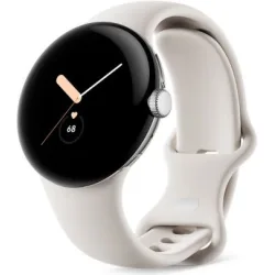 Google Pixel Watch Stainless Steel 41mm με Παλμογράφο (Polished Silver case/Chalk Active band)