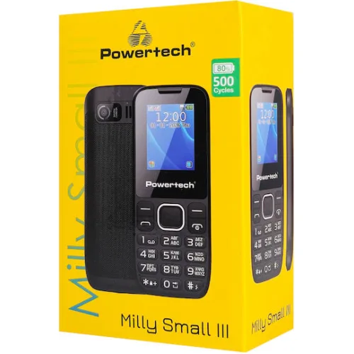 Powertech Milly Small III με Κάμερα Dual SIM Κινητό με Κουμπιά (Ελληνικό Μενού) Μαύρο