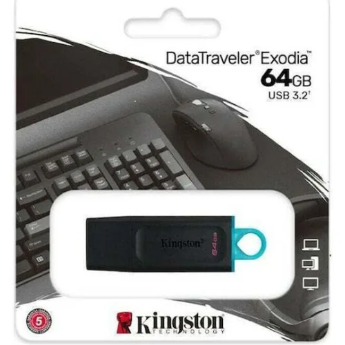Kingston Technology DataTraveler 64GB Portable USB 3.2 Gen 1 Exodia Black