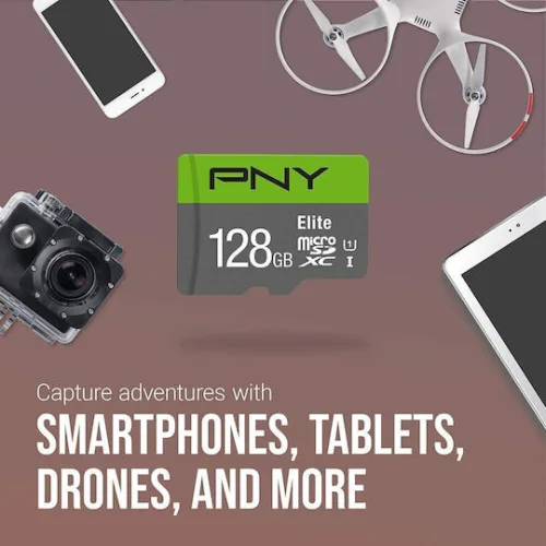 PNY Elite microSDXC UHS-I Class 10 U1 128GB With SD Adapter