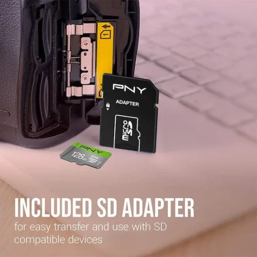 PNY Elite microSDXC UHS-I Class 10 U1 128GB With SD Adapter