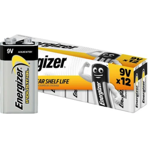 Αλκαλική μπαταρία Energizer Alkaline Power 6LR61/9V σε συσκευασία 12 τεμαχίων.