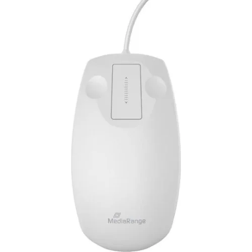 MediaRange Wired Optical 2-Button Hygienic Mouse with Touch-Scroll, 1.000 dpi, IP68, White (MROS265)