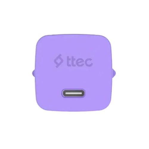 ttec SmartCharger GAN 45W PD Travel Fast Charger+ USB-C - USB-C 3A Cable Neon Purple (2SCG45CNMR) (TTEC2SCG45CNMR)