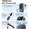 VENTION Mini 10000mAh Power Bank (USB-C + USB-A) with Built-in Lanyard 22.5W Gray LED Display Type (FKOH0) (VENFKOH0)