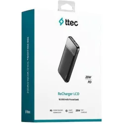 ttec ReCharger LCD 10.000mAh PD 20W Powerbank Black (2BB233S) (TTEC2BB233S)