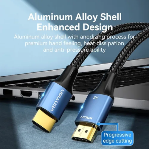 VENTION Cotton Braided 8K HDMI Male to Male Cable 5M Blue Aluminum Alloy Type (ALGLJ) (VENALGLJ)