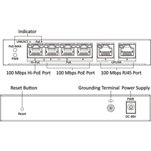 Hikvision 6 Port Smart Managed 100Mbps PoE Switch EI Series (DS-3E1106HP-EI) (HKVDS-3E1106HP-EI)