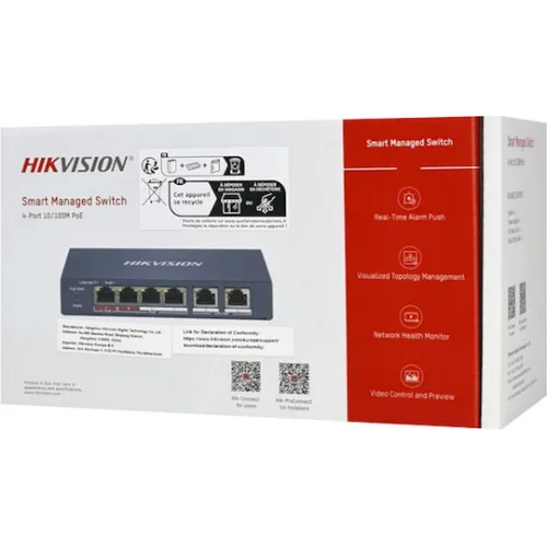 Hikvision 6 Port Smart Managed 100Mbps PoE Switch EI Series (DS-3E1106HP-EI) (HKVDS-3E1106HP-EI)