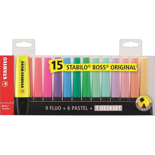 Stabilo Boss Deskset Μαρκαδόροι Υπογράμμισης 5mm Σετ 15 χρώματα
