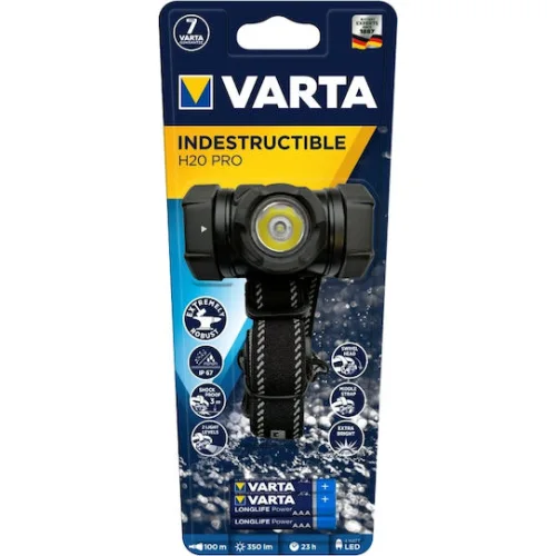 VARTA LED φακός κεφαλής Indestructible H20 Pro, 350lm, IP67, μαύρος