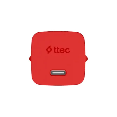 ttec SmartCharger GAN 45W PD Travel Fast Charger+ USB-C - USB-C 3A Cable Neon Red (2SCG45CNK) (TTEC2SCG45CNK)
