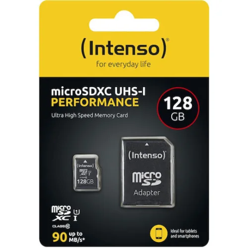 Intenso Class Performance microSDXC 128GB U1 UHS-I 90MB/s με αντάπτορα