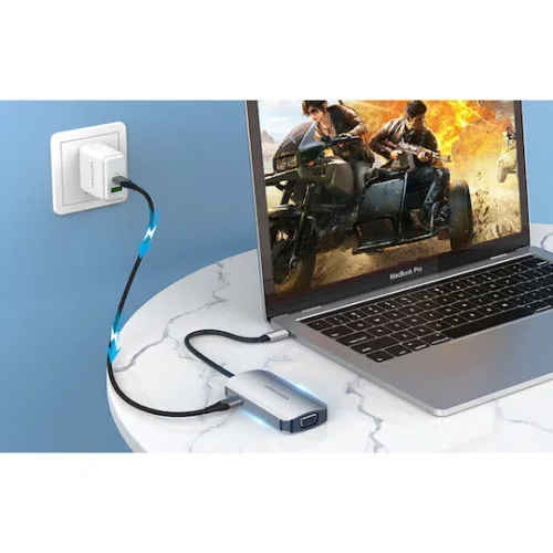 VENTION USB-C to HDMI/VGA/USB 3.0/PD Docking Station 0.15M Gray Aluminum Alloy Type (TOAHB) (VENTOAHB)