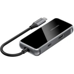 VENTION USB-C to HDMI/USB 3.0x3/SD/TF/PD Docking Station 0.15M Gray Mirrored Surface Type (TFMHB) (VENTFMHB)
