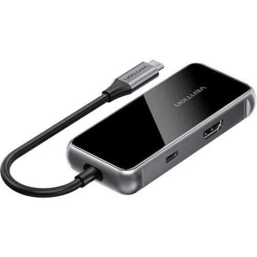VENTION USB-C to HDMI/USB 3.0x3/SD/TF/PD Docking Station 0.15M Gray Mirrored Surface Type (TFMHB) (VENTFMHB)