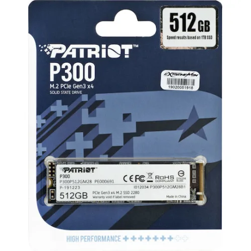 Patriot P300 SSD 512GB M.2 NVMe PCI Express 3.0 (P300P512GM28) (PATRP300P512GM28)