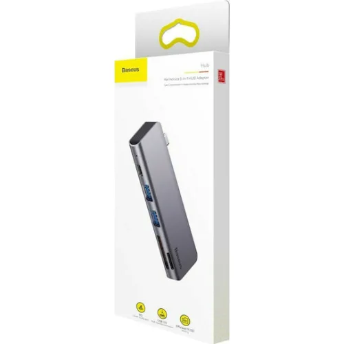 Baseus Harmonica Hub 3 Θυρών USB 3.0 με σύνδεση USB-C ΓκριΚωδικός: CAHUB-K0G