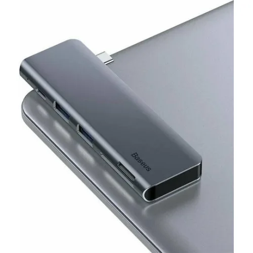 Baseus Harmonica Hub 3 Θυρών USB 3.0 με σύνδεση USB-C ΓκριΚωδικός: CAHUB-K0G
