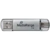MediaRange USB 3.2 Gen 1 Combo Flash Memory Drive with USB-A and USB-C®, with Protective Caps, Silver, 1TB (MR941-1)