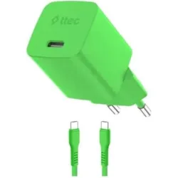 TTEC Φορτιστής GaN με Θύρα USB-C και Καλώδιο USB-C - USB-C 45W Power Delivery Neon Green (SmartCharger)