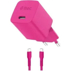 TTEC Φορτιστής GaN με Θύρα USB-C και Καλώδιο USB-C - USB-C 45W Power Delivery Neon Pink (SmartCharger)